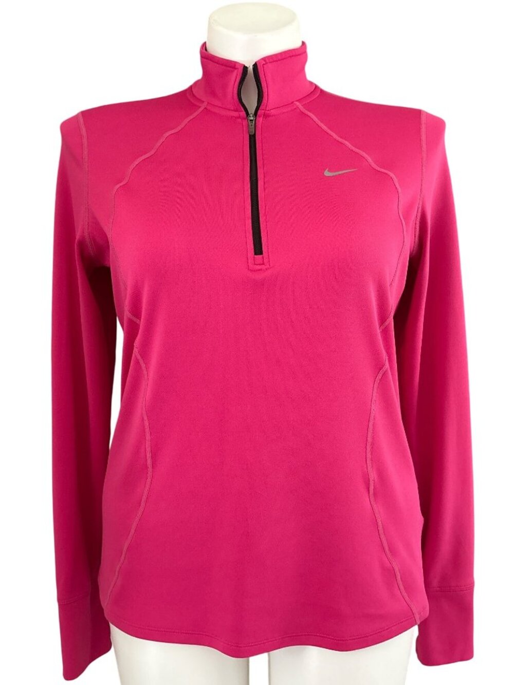 Nike Women's Pink Dri-FIT Zip-Up Running Top, Long Sleeves Size XL